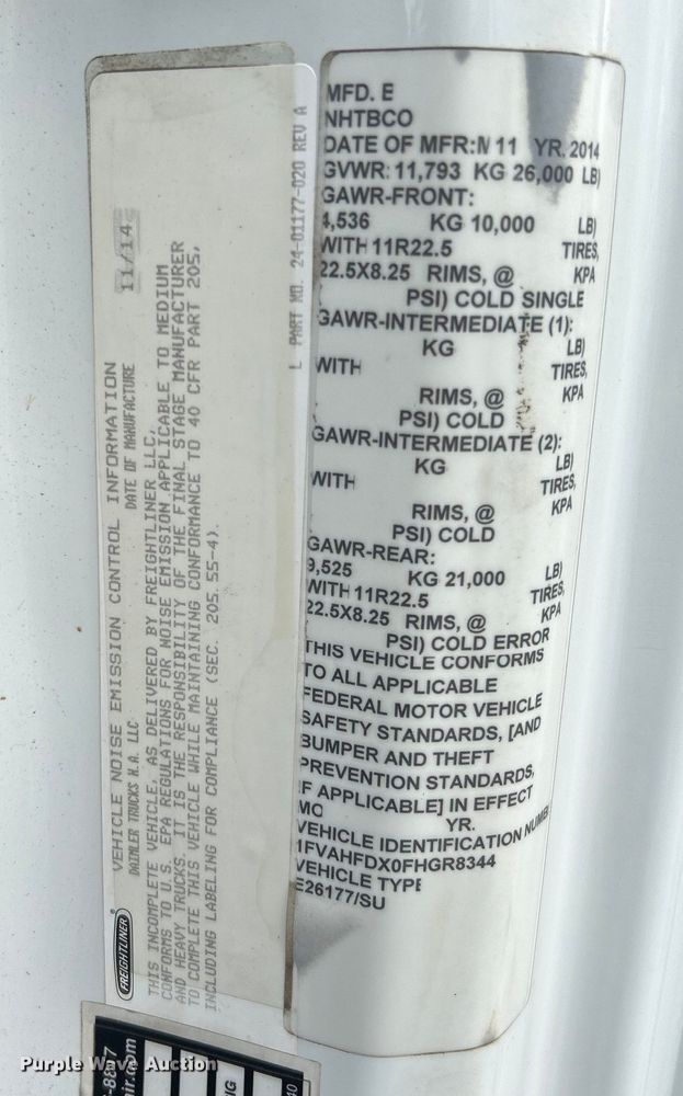 image for item EG1525 2015 Freightliner  M2 Business Class utility / service truck