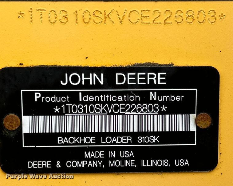 image for item EG1598 2012 John Deere 310SK backhoe