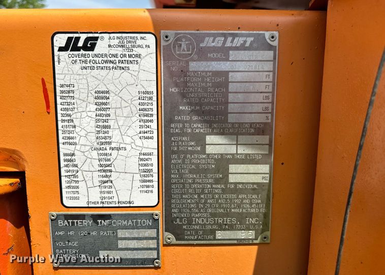 image for item EH6815 1995 JLG 35 Electric  boom lift