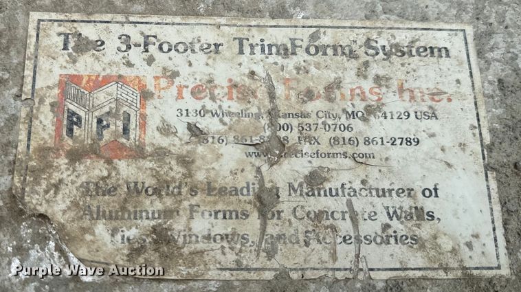 image for item EH6858 Approximately 45 Precision Forms Inc concrete forms