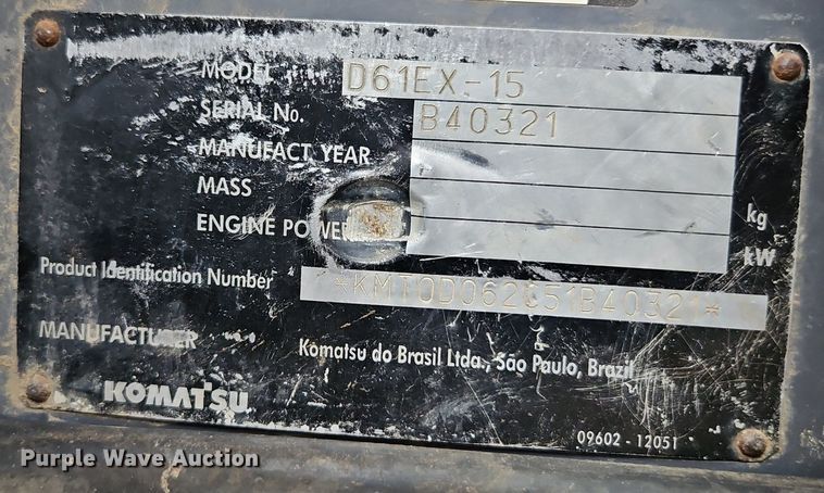 image for item EI3849 2006 Komatsu D61EX-15 dozer