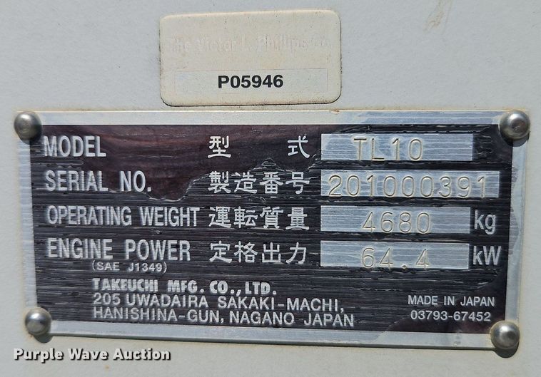 image for item EI3858 2013 Takeuchi  TL10 tracked skid steer loader