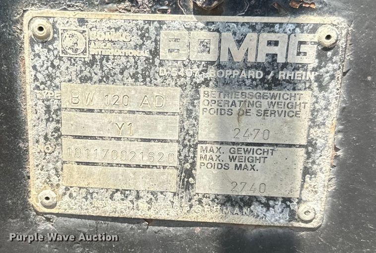 image for item EJ2812 1988 Bomag BW120AD double drum roller