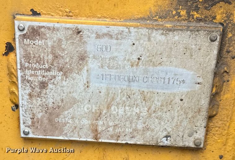 image for item EK1337 2012 John Deere 60D mini excavator