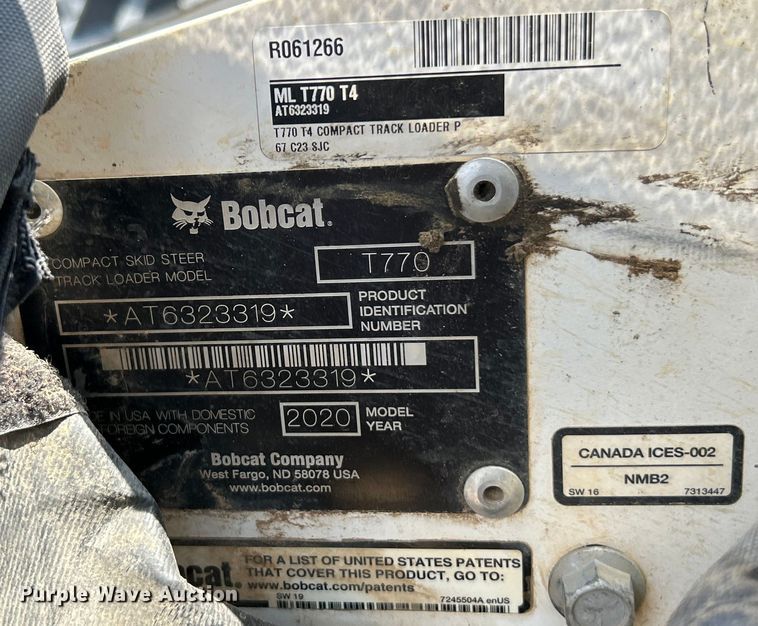 image for item EK4656 2020 Bobcat T770 tracked skid steer loader