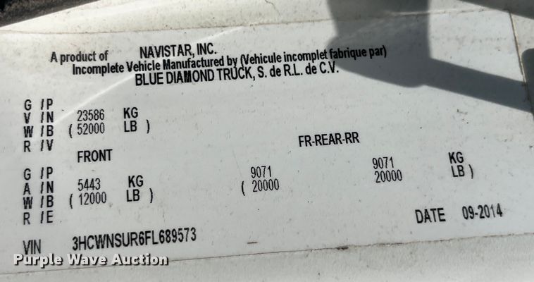 image for item EK8544 2015 International  7500 SBA dump truck