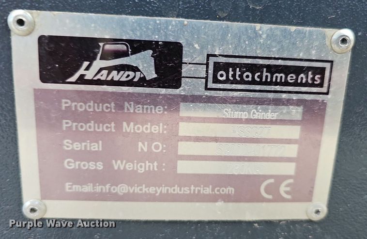 image for item IO9970 2024 Handy Attachments HSSG27 skid steer stump grinder