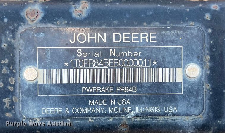 image for item LU9849 John Deere  PR84B skid steer soil conditioner