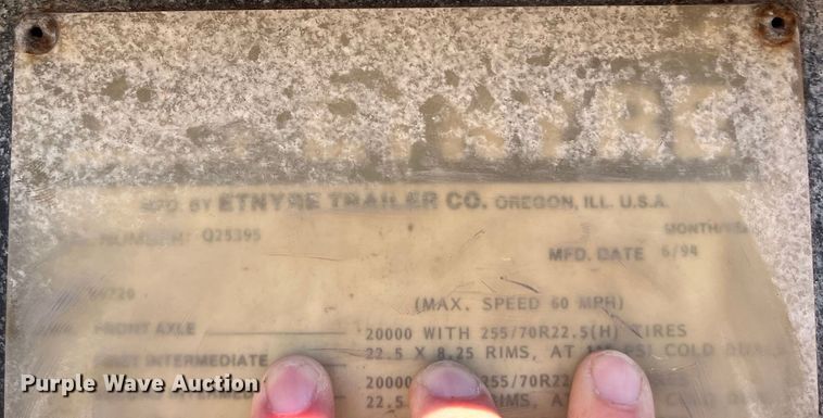 image for item LU9870 1994 Etnyre RTB40TD3-T1 lowboy equipment trailer