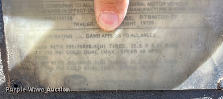 image for item LU9870 1994 Etnyre RTB40TD3-T1 lowboy equipment trailer