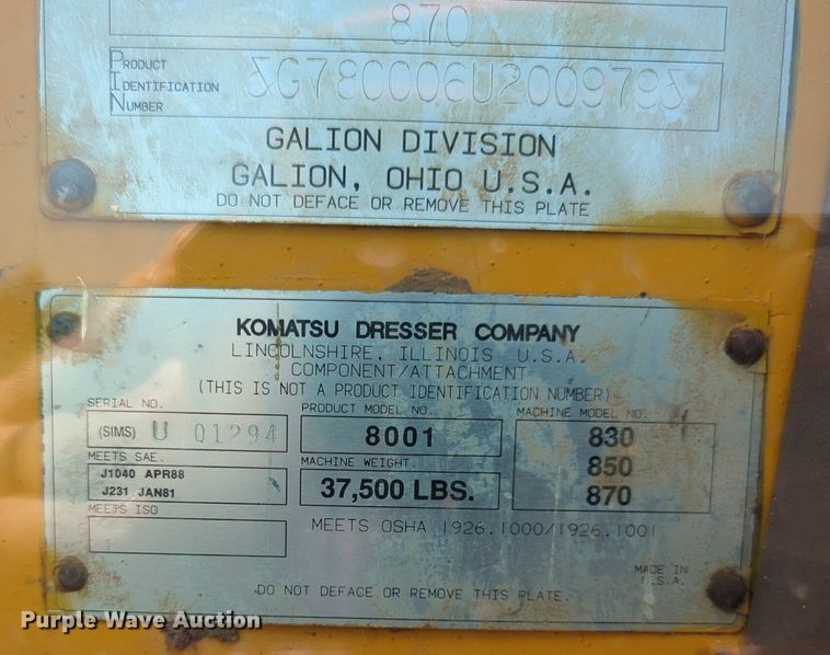 image for item NG9784 1994 Dresser 870 motor grader