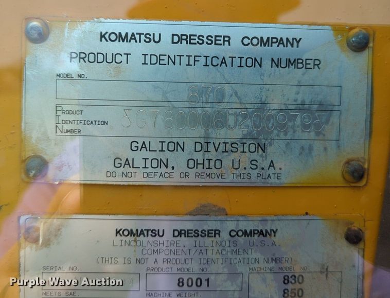 image for item NG9784 1994 Dresser 870 motor grader