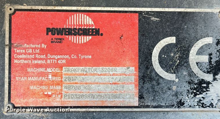 image for item NL9814 2017 Powerscreen Trakpactor 320SR impact crusher screening plant