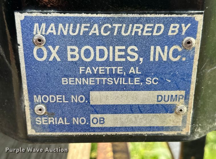 image for item NL9866 Ox Bodies 16FT 21YD dump bed