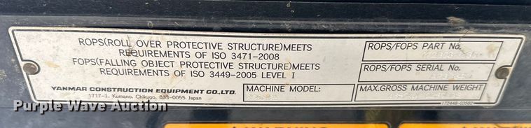 image for item NR9947 2018 Yanmar VIO35-6A mini excavator