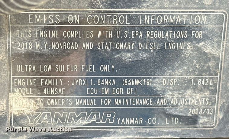 image for item NR9947 2018 Yanmar VIO35-6A mini excavator