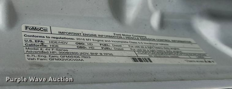 image for item NR9955 2016 Ford F550 Super Duty flatbed truck