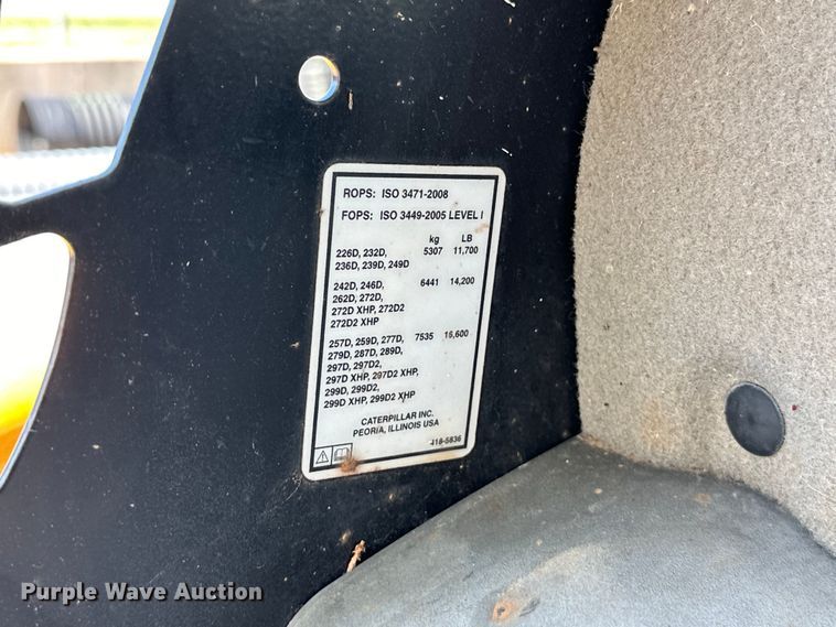 image for item NR9960 2018 Caterpillar  262D skid steer loader