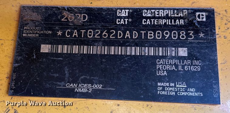 image for item NR9960 2018 Caterpillar  262D skid steer loader