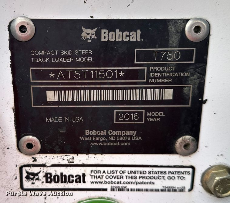 image for item NT9269 2016 Bobcat T750 tracked skid steer loader