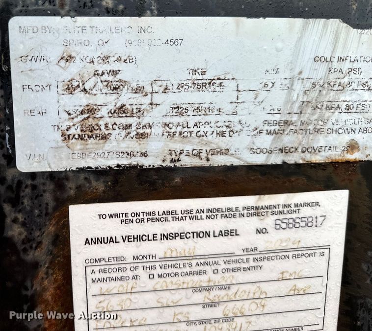 image for item NT9273 2007 Elite  equipment trailer