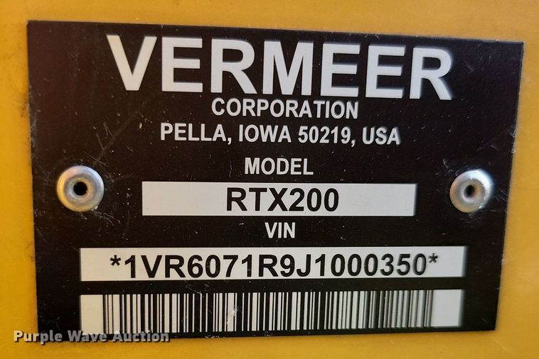 image for item NZ9855 2018 Vermeer  RTX200 trencher