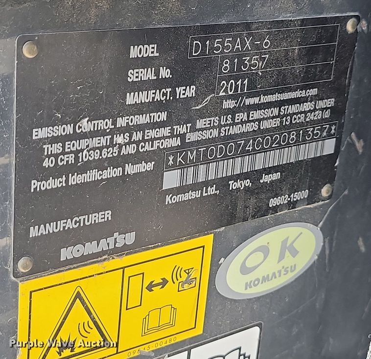 image for item NZ9902 2012 Komatsu D155AX-6 dozer