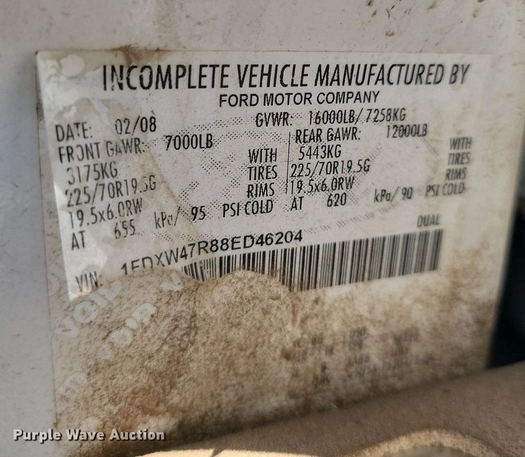 image for item NZ9905 2008 Ford F450 Super Duty XL Crew Cab truck cab and chassis