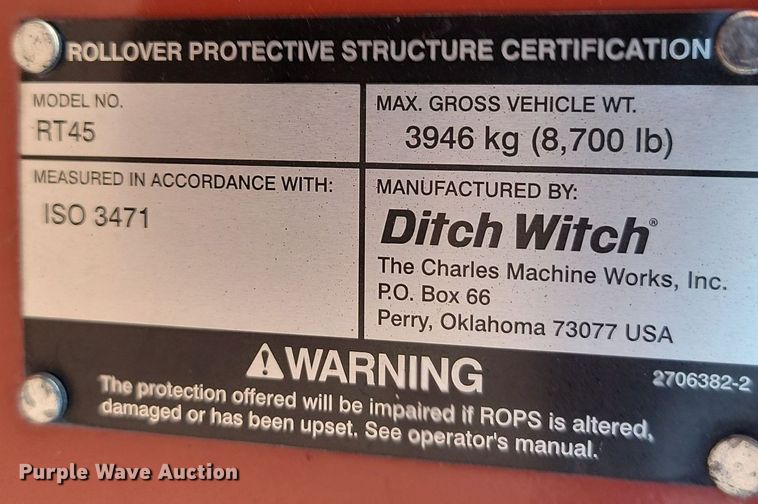 image for item NZ9912 2018 Ditch Witch RT45 trencher