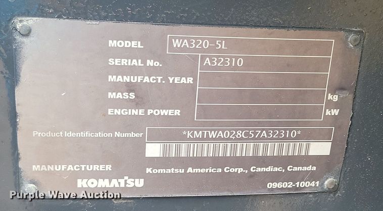image for item NZ9920 2005 Komatsu  WA320 wheel loader