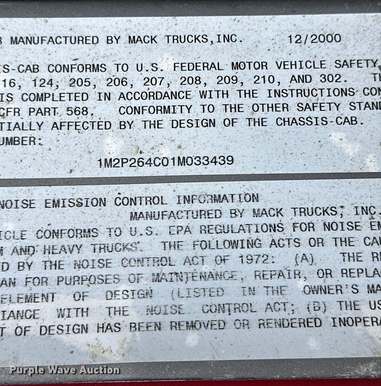 image for item OE9178 2001 Mack RD690S ready mix truck