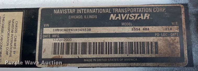 image for item OG9949 2001 International  2554 dump truck