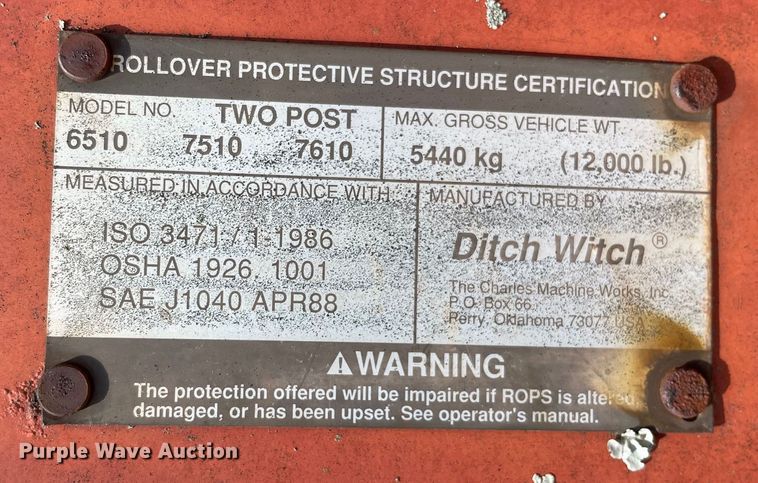 image for item OG9965 1995 Ditch Witch  7610 trencher