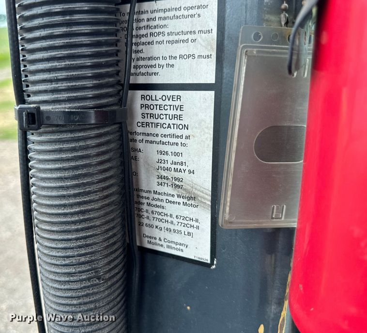 image for item OH9029 2002 John Deere  672CH Series II motor grader