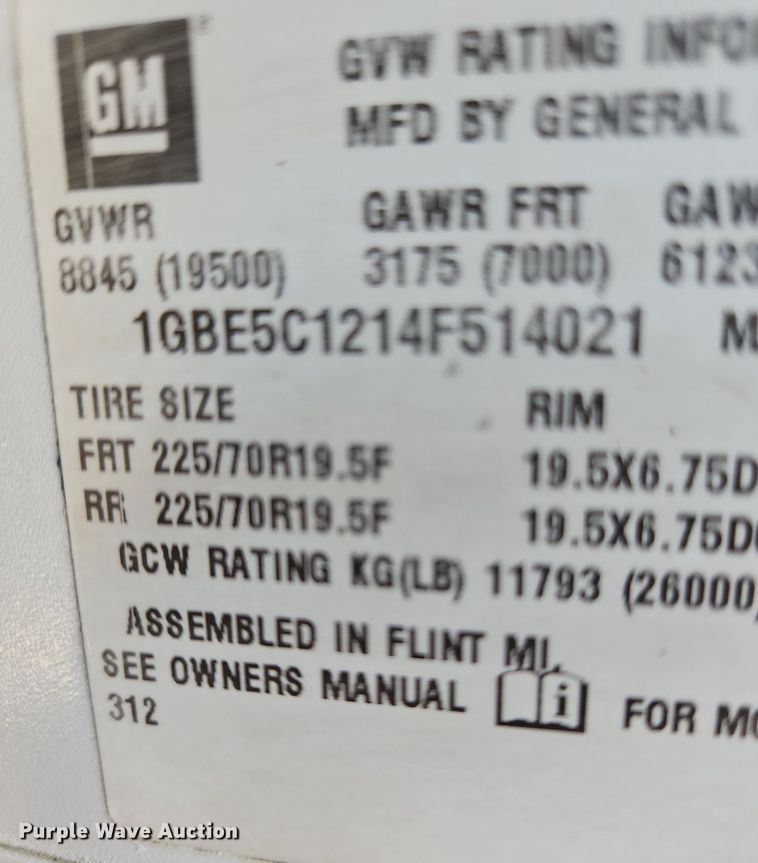 image for item OK9935 2004 Chevrolet  C5500  dump truck