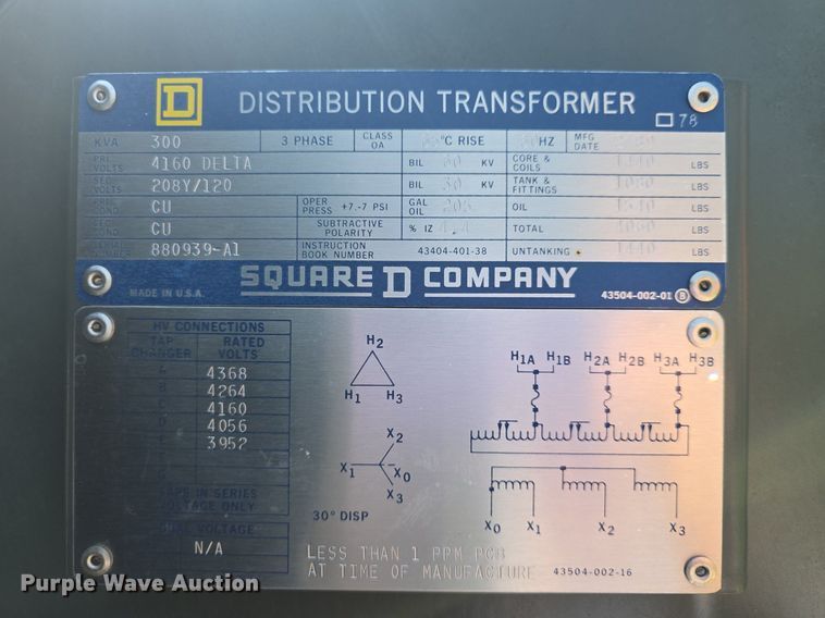 image for item DM1646 1989 Square D transformer 
