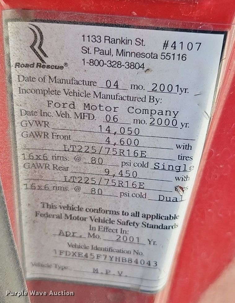 image for item DP6445 2000 Ford E450 ambulance