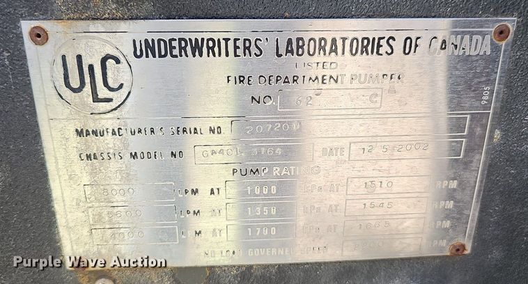 image for item DP6446 2002 Spartan Gladiator FF ladder fire truck