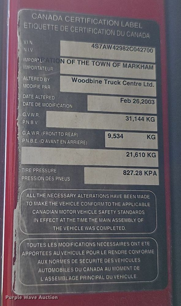 image for item DP6446 2002 Spartan Gladiator FF ladder fire truck