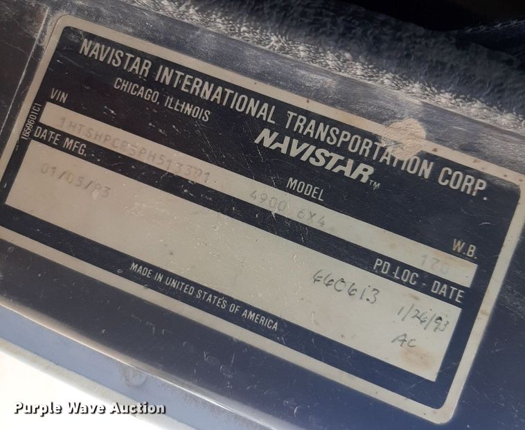 image for item DQ7119 1993 International  4900 dump truck