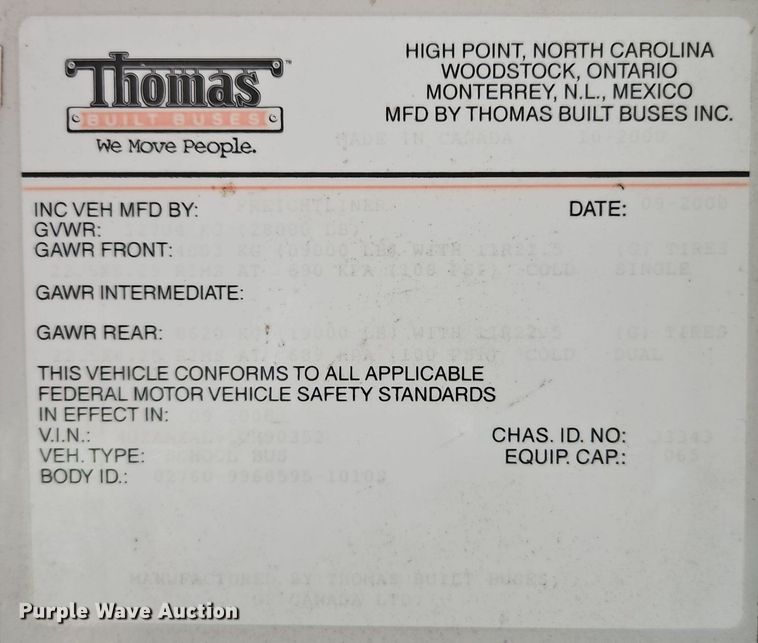 image for item DR8621 2001 Thomas school bus