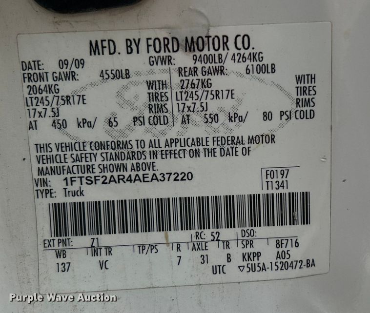 image for item EG0466 2010 Ford F250 Super Duty pickup truck