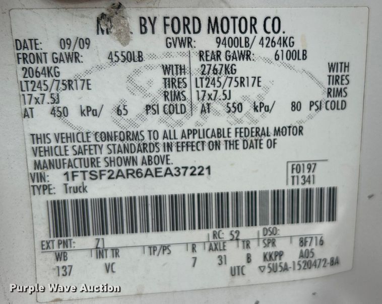 image for item EG0470 2010 Ford F250 Super Duty pickup truck