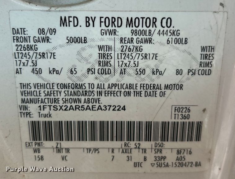 image for item EG0472 2010 Ford F250 Super Duty SuperCab pickup truck