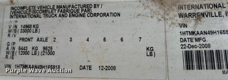 image for item EG0476 2009 International 4400 utility / service truck