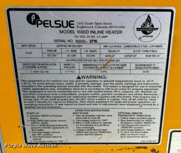 image for item EG0487 Pelsue 1690D heater