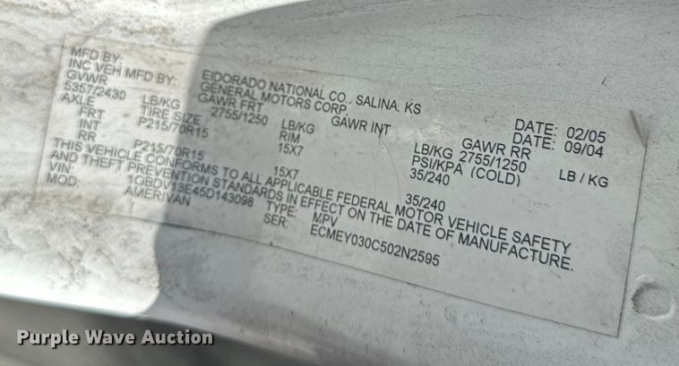 image for item EH6773 2005 El Dorado National handicap accessible van