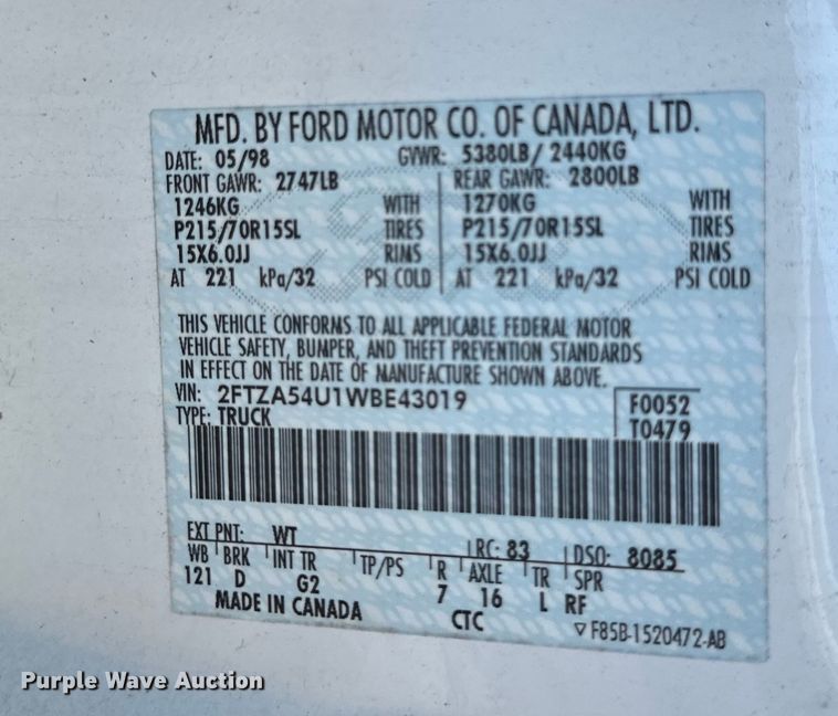 image for item EH6827 1998 Ford Windstar van