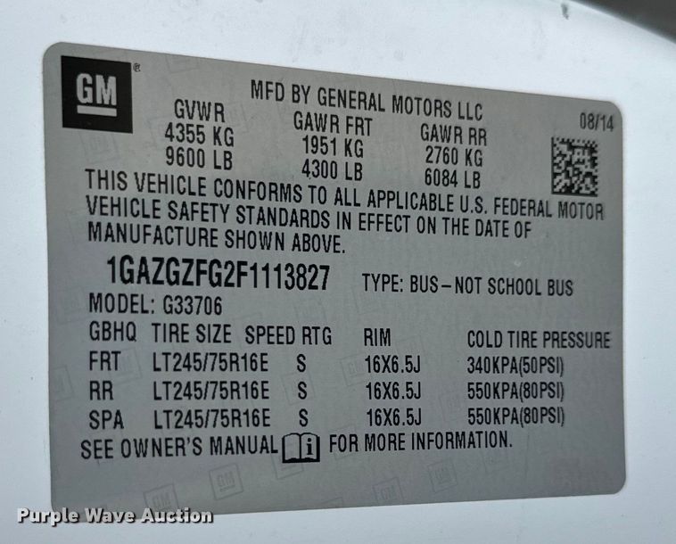 image for item EH6847 2015 Chevrolet  Express 3500 van