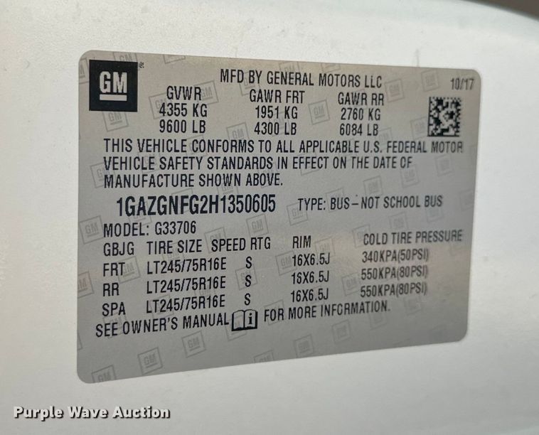 image for item EH6848 2017 Chevrolet  Express 3500 van